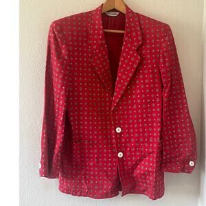 Women's J. G. Hook LInen Cotton Blend Pattern Red Blazer Jacket Size 6